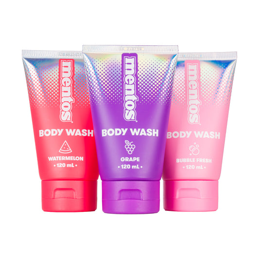 Mentos 3 Pack Body Wash (Watermelon, Grape & Bubble Fresh)